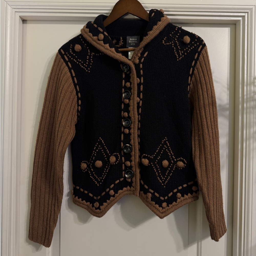 Vintage Black and Brown Susan Bristol Cardigan